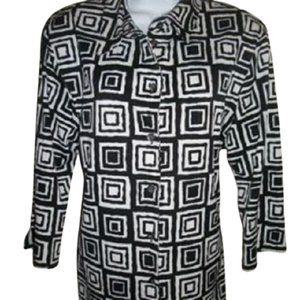 Alison Daley Black White Geometric Blouse Size 14